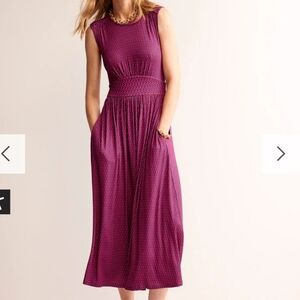 Boden Thea Sleeveless Midi Dress Flame Scarlet Arc Geo Size 10P